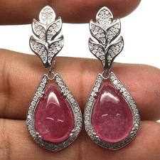 Usado, Giff per Lei 925 Argento Sterling 10 x 15 MM Rosa Rubino & Zircone Orecchini comprar usado  Enviando para Brazil