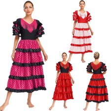 Fantasia de dança flamenca espanhola feminina babados em camadas borla roupa de dança mexicana comprar usado  Enviando para Brazil