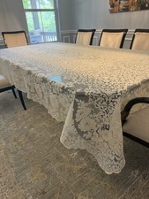 Toalha de mesa vintage Quaker renda 126x72 banquete XL pano de jantar creme marfim comprar usado  Enviando para Brazil