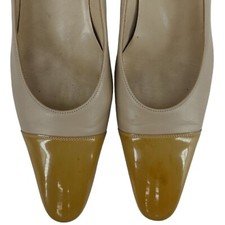 Sapatos sociais femininos Salvatore Ferragamo Itália bege couro amarelo salto 8,5 AAAA, usado comprar usado  Enviando para Brazil