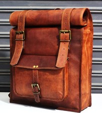 Mochila satchel ombro couro mochila genuína marrom viagem comprar usado  Enviando para Brazil