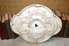 Medalhão de teto oval antigo roseta placa de palha de gesso pintada europeia comprar usado  Enviando para Brazil