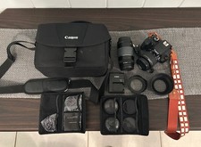 Conjunto de pacote de lentes Canon EOS Rebel T5i 700D 18MP 1080p DSLR 18-55mm e 75-300mm, usado comprar usado  Enviando para Brazil