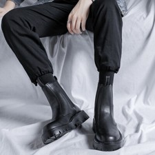 Moda Chelsea Botas Masculinas Sapatos de Topo Alto Biqueira Redonda Puxar Elástico Botinha Sapatos comprar usado  Enviando para Brazil