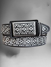 Cinto bordado cinto vaquero Piteado piel Plata estilo ocidental cowboy bordado comprar usado  Enviando para Brazil
