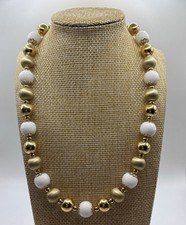 Colar VERONESE ouro 18k sobre contas de vidro branco prata esterlina Itália 18"" comprar usado  Enviando para Brazil