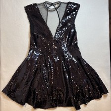Vestido de lantejoulas Free People novo sem etiquetas AZUL pequeno DECOTE BAIXO EM V RECORTE REDONDO, usado comprar usado  Enviando para Brazil