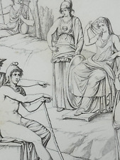 Grabado 19º Juicio de la Antigüedad de París Mitología Arte Antiguo Curiosa Ilíada segunda mano  Embacar hacia Mexico