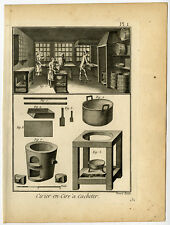 2 estampas antigas-CIRIER-CACHETER-SELANTE-FABRICANTE DE CERA-Diderot-Benard-1779 comprar usado  Enviando para Brazil