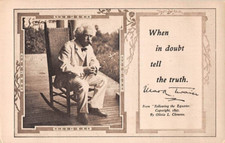 MARK TWAIN - SAMUEL CLEMENS EM CADEIRA DE BALANÇO, ALÉM DE UMA DE SUAS CITAÇÕES, DÉCADA DE 1910 comprar usado  Enviando para Brazil