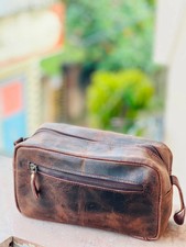 Bolsa de barbear de viagem de couro de cabra vintage 11 pol. comprar usado  Enviando para Brazil