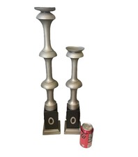 Lote 2 peça central de mesa de metal prata bastão de vela pesado 25" altura 18lbs MSRP $200 comprar usado  Enviando para Brazil