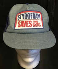 Chapéu caminhoneiro marca isopor azul malha traseira Snapback ajustável vintage EUA comprar usado  Enviando para Brazil