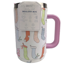 Caneca de pedregulho Sara Fitz Christmas Stockings 20 oz. Copo isolado de aço inoxidável 6"" comprar usado  Enviando para Brazil