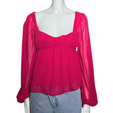 Usado, Blusa babydoll rosa Abercrombie & Fitch manga longa Y2K. Blusa Barbie feminina XS comprar usado  Enviando para Brazil