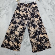 Calça Boho Feminina S Preta Bronzeada Floral Flyaway Envoltório Perna Puxar Cintura Alta Crop , usado comprar usado  Enviando para Brazil