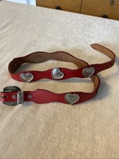 Cinto de couro vintage feminino coração de metal vermelho Concho -Brazos Joe tamanho 32 comprar usado  Enviando para Brazil