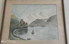 Tableau aquarelle château d'occasion  Fayence