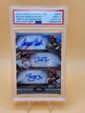 2024 Topps Chrome Buster Posey/Johnny Bench/Yadier Molina Triplo Auto PSA 9/10 comprar usado  Enviando para Brazil