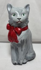 Gatinho gato concreto resistido antigo vintage jardim com arco 14"H cimento pintado comprar usado  Enviando para Brazil