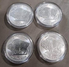 4 rodadas de cabeça de búfalo/índio - Prata pura 999 - Em cápsulas - Serra de corte em perfeito estado comprar usado  Enviando para Brazil