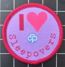 Love sleepovers badge for sale  SHEFFIELD