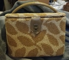 Estojo de trem maquiagem vintage joias viagem tapete bolsa tapeçaria coberta MCM, usado comprar usado  Enviando para Brazil