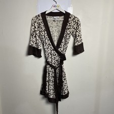Usado, Mini vestido de seda Diane Von Furstenberg tamanho 6 Au 2EUA meia manga seda marrom comprar usado  Enviando para Brazil