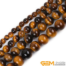 Espaçador de orifício grande redondo natural amarelo olho de tigre contas soltas fabricação de joias 15" YB, usado comprar usado  Enviando para Brazil