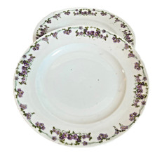 2 pratos antigos de salada de porcelana de violetas roxas pintadas à mão 8” sobremesa Alemanha comprar usado  Enviando para Brazil