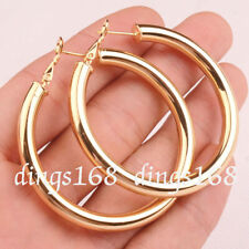Brincos da moda de argola H7 folheados a ouro amarelo 18K redondos 50 mm/2 pol. grande peso leve comprar usado  Enviando para Brazil