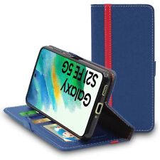 Używany, Coque Samsung Galaxy S21 FE 5G Etui Portefeuille PU Cuir Porte-Cartes Bleu Foncé na sprzedaż  Wysyłka do Poland