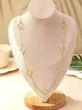 Colar feminino 18" folheado a ouro amarelo 14K quatro folhas estação de trevo aberta longo comprar usado  Enviando para Brazil