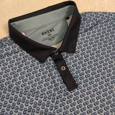 NOVA Camisa Polo Masculina Rhone 2XL Azul Oceano Geométrica Todo Golfe $98 Elástico comprar usado  Enviando para Brazil