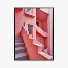 Plakat w ramie Architektura Geometryczna Różowe schody Premium, używany na sprzedaż  PL