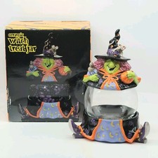 JC Penney Home Halloween tigela de doces bruxa frasco de biscoito cerâmica vidro vintage comprar usado  Enviando para Brazil