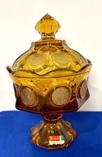 Usado, Moeda vintage Fostoria âmbar águia e tocha compota de vidro prato de doces comprar usado  Enviando para Brazil