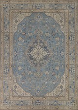 Tapete de sala de estar Tebriz geométrico vintage feito à mão azul tingido 8x11 comprar usado  Enviando para Brazil