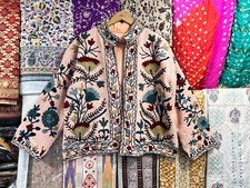 Jaqueta bordada TNT tecido Suzani design boho floral feminina usar casaco curto, usado comprar usado  Enviando para Brazil