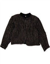 Jaqueta Bolero Feminina VINTAGE Reino Unido 12 Média Preta Listrada Acrílica AF03 comprar usado  Enviando para Brazil