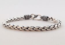 PULSEIRA MASCULINA PRATA ESTERLINA 925 BALI TRANÇA COBRA TECIDO 4MM CORRENTE ELO JOALHERIA comprar usado  Enviando para Brazil