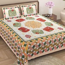 Sábana bajera tamaño king 100 % algodón puro sábana bajera con 2 fundas de almohada, Jaipuri suave segunda mano  Embacar hacia Mexico