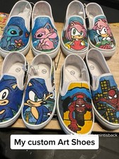 Usado, Sapatos de arte infantis personalizados pintados à mão (tamanhos juvenis 11 - 4) comprar usado  Enviando para Brazil