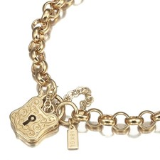 Pulseira de ouro amarelo Belcher sólido 18K GL e cadeado antigo buraco de fechadura tamanho personalizado comprar usado  Enviando para Brazil