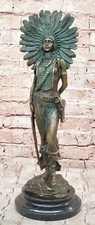 Real Caldo Scultura Bronzo Verde Patina Indiano Nativo Americano Girl Statua comprar usado  Enviando para Brazil