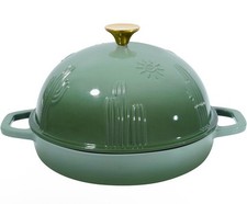 Forno de pão de ferro fundido plano com tampa cloche para assar - verde esmaltado Dutc..., usado comprar usado  Enviando para Brazil