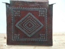 painel de couro genuíno trabalhado da igreja vintage quadro de placa cadeira original raro comprar usado  Enviando para Brazil