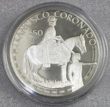 Usado, 1988 Cook Island $50 Explorer ~FRANCISCO CORONADO .925 prata prova comprar usado  Enviando para Brazil
