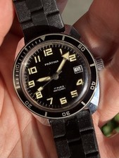 Zegarek Pratina Diver Type 37mm | czarna błyszcząca tarcza | kal. FE 140-1 | Vintage lata 70-te na sprzedaż  PL