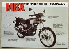 Folheto de especificações de vendas de motocicleta Honda MBX 50S SPORTS CICLOMOTOR DÉCADA DE 1980 comprar usado  Enviando para Brazil